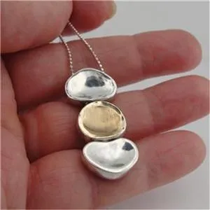 Hadar Designers 9k Yellow Gold 925 Silver Pendant Handmade Brushed (I n613) SALE