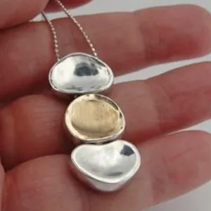 Hadar Designers 9k Yellow Gold 925 Silver Pendant Handmade Brushed (I n613) SALE