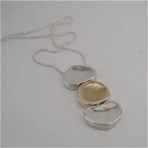 Hadar Designers 9k Yellow Gold 925 Silver Pendant Handmade Brushed (I n613) SALE