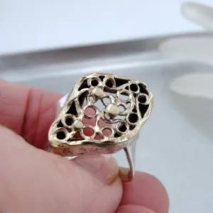 Hadar Designers Filigree 9k Yellow Gold 925 Silver Ring 6.5,7,8,8.5(I r429) SALE
