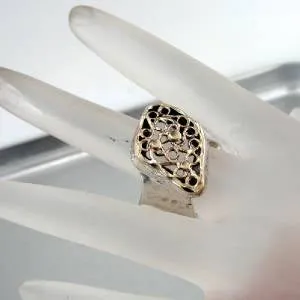 Hadar Designers Filigree 9k Yellow Gold 925 Silver Ring 6.5,7,8,8.5(I r429) SALE