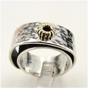 Hadar Designers Handmade 9k yellow Gold Sterling Silver Ring size 7,7.5 (H) SALE