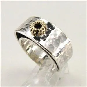 Hadar Designers Handmade 9k yellow Gold Sterling Silver Ring size 7,7.5 (H) SALE