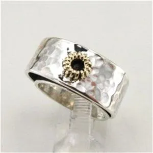 Hadar Designers Handmade 9k yellow Gold Sterling Silver Ring size 7,7.5 (H) SALE