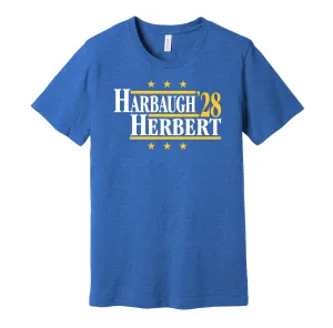 Harbaugh & Herbert '28 - Los Angeles Football Legends Political Campaign Parody T-Shirt - Hyper Than Hype Shirts