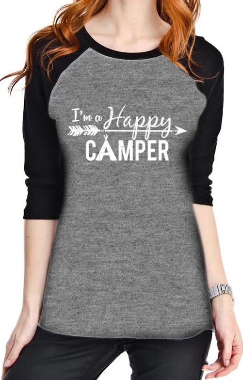 Hats or tanks { I'M A HAPPY CAMPER } { Camping hair don’t care } { Camping life } { Glamping hair don’t care } Embroidered distressed gray unisex trucker caps. Adjustable Velcro and hole for pony. RV there yet?