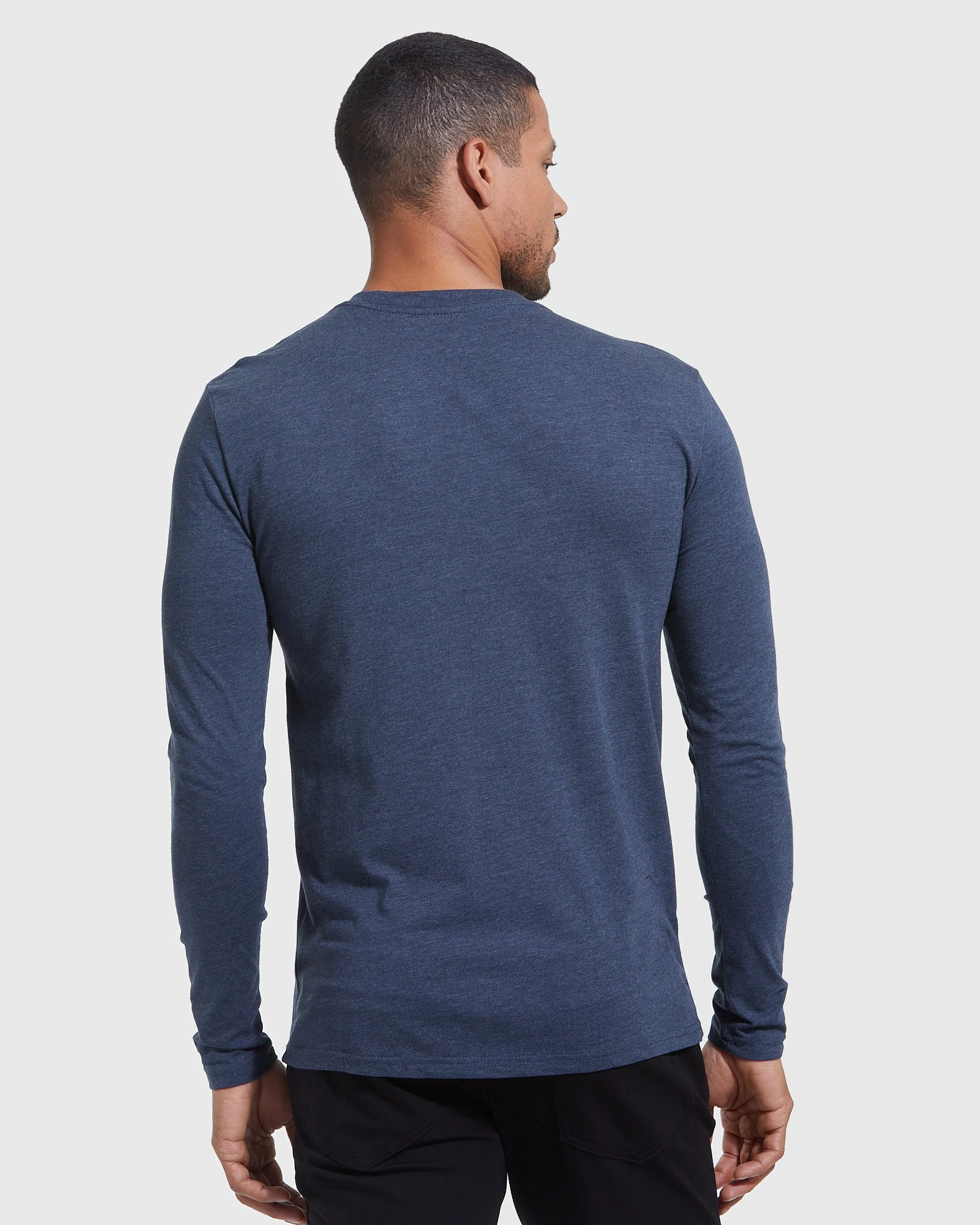 Heather Navy Long Sleeve Crew Neck Tee