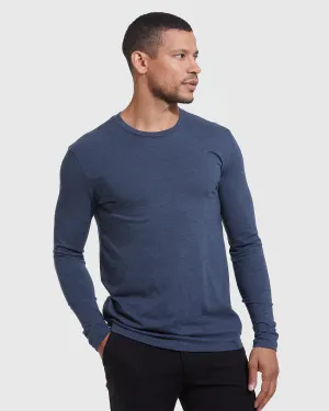 Heather Navy Long Sleeve Crew Neck Tee