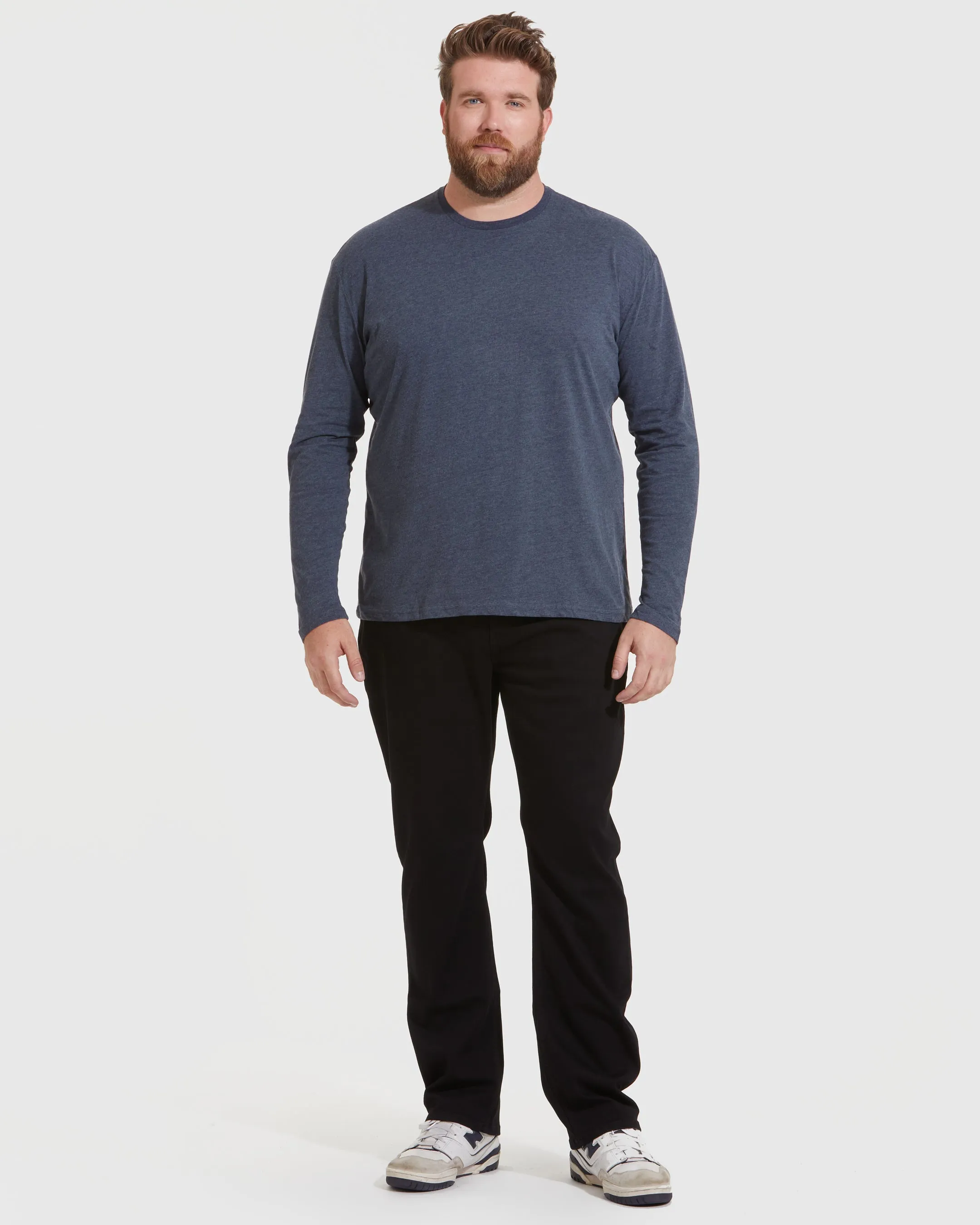 Heather Navy Long Sleeve Crew Neck Tee