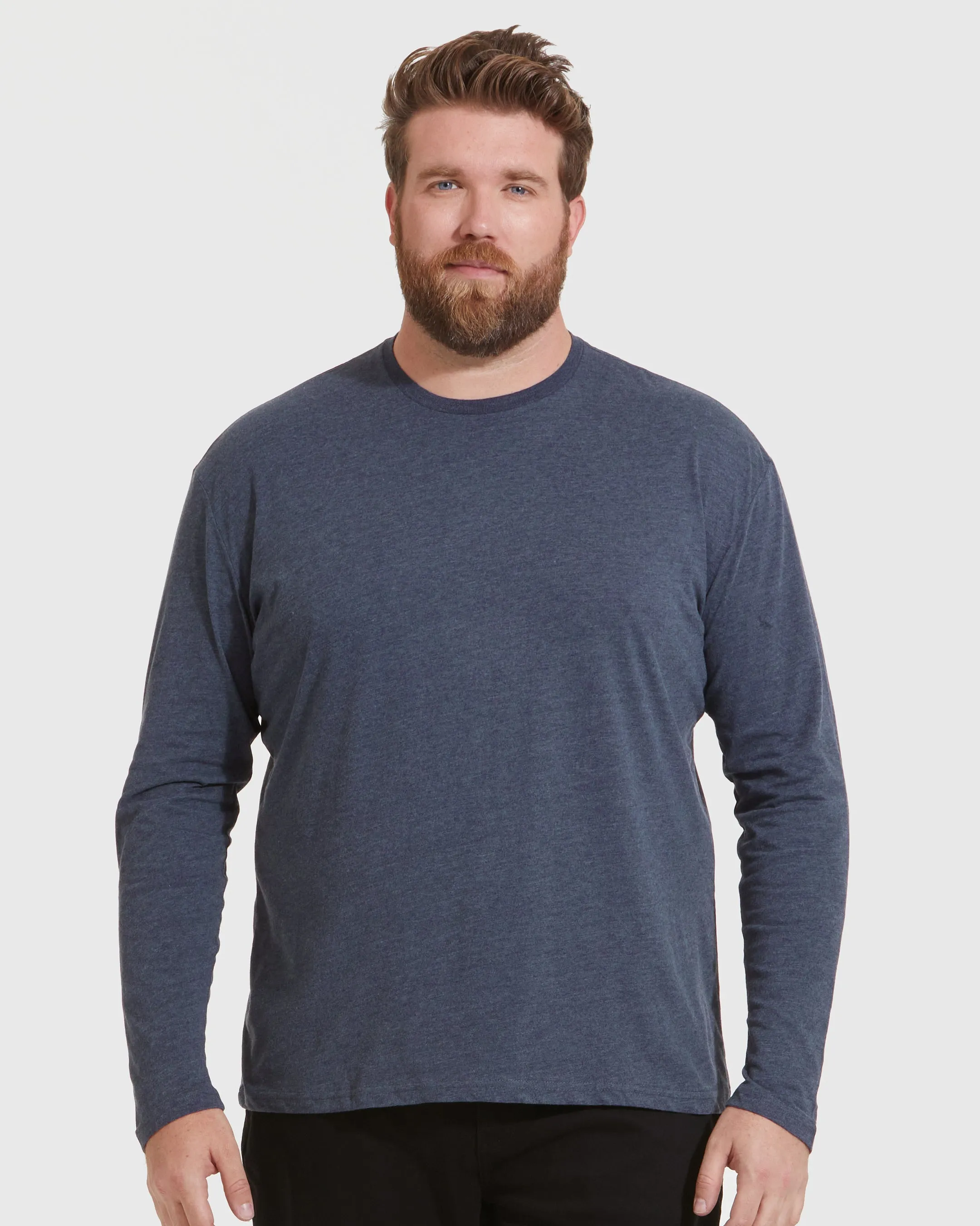Heather Navy Long Sleeve Crew Neck Tee