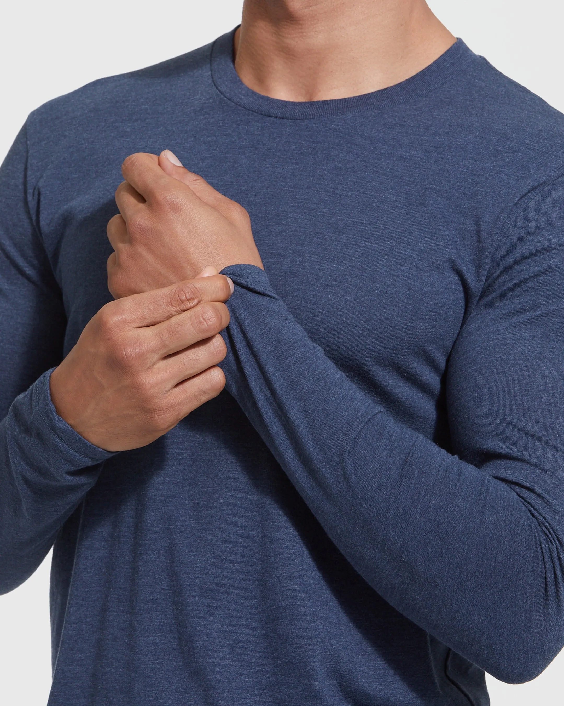 Heather Navy Long Sleeve Crew Neck Tee
