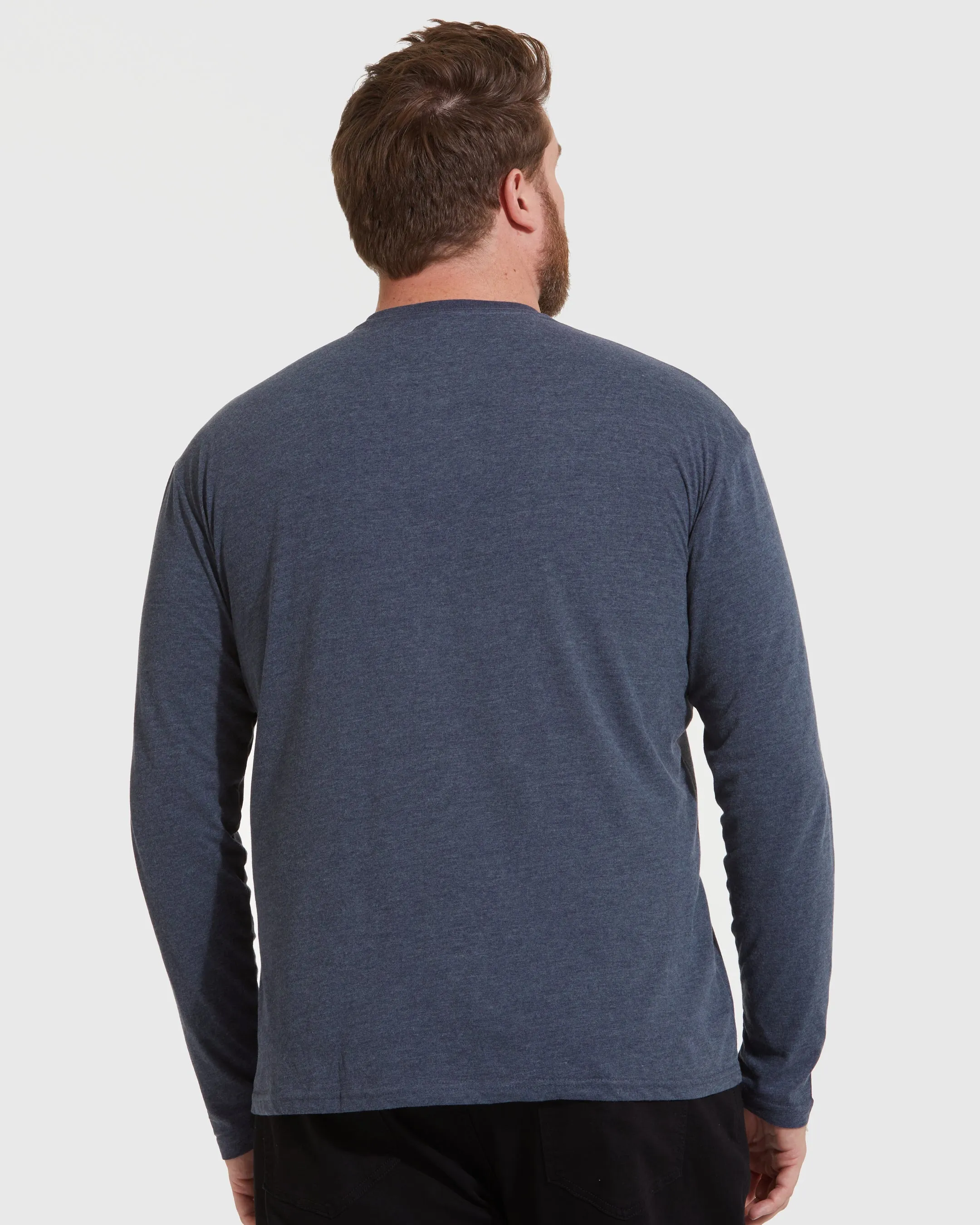 Heather Navy Long Sleeve Crew Neck Tee