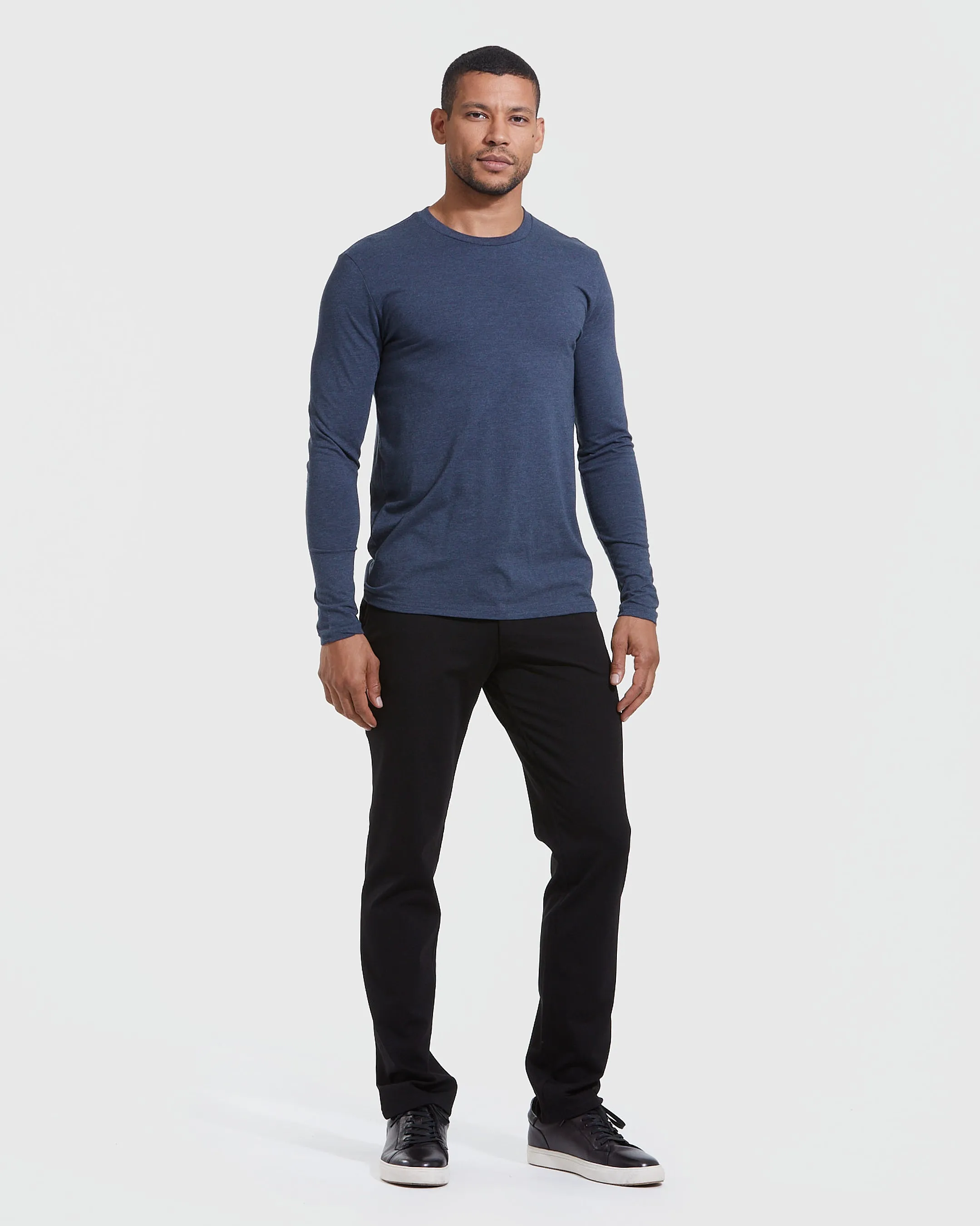 Heather Navy Long Sleeve Crew Neck Tee