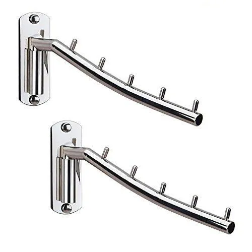 Hellonexo Folding Wall Mounted Clothes Hanger Rack Wall Clothes Hanger Stainless Steel Swing Arm Wall Mount Clothes Rack Heavy Duty Drying Coat Hook Clothing Hanging System Closet Storage Organizer