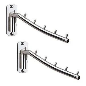 Hellonexo Folding Wall Mounted Clothes Hanger Rack Wall Clothes Hanger Stainless Steel Swing Arm Wall Mount Clothes Rack Heavy Duty Drying Coat Hook Clothing Hanging System Closet Storage Organizer