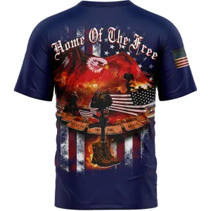 Home Of The Free Because Of The Brave Custom Navy American Patriot Name T-Shirt
