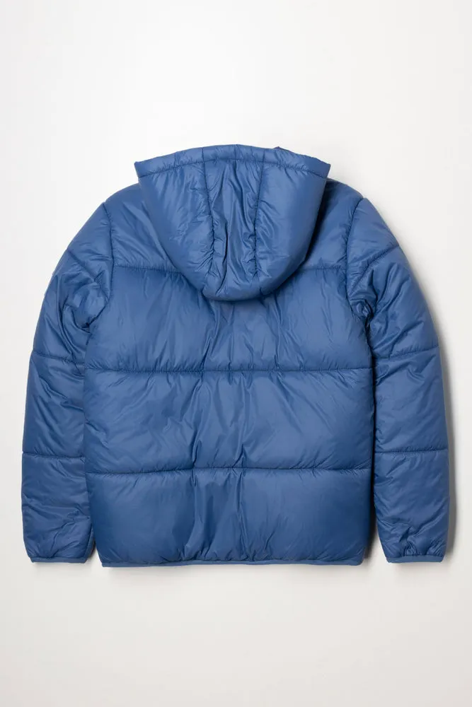 Hooded Puffer Jacket Blue