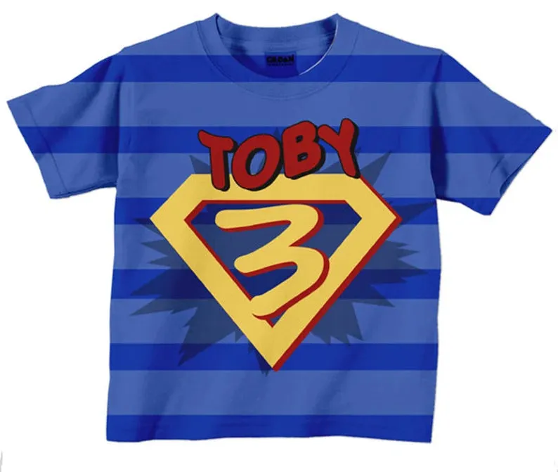 HPSP Shirt, Custom Birthday Shirt, Personalized Superhero Shirt, Boys Super Hero Birthday T-Shirt, Costume with Cape.