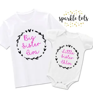 I'm the Big Sister, I'm the Little Sister" Matching Shirts / Baby Grows – Personalised Sibling Set