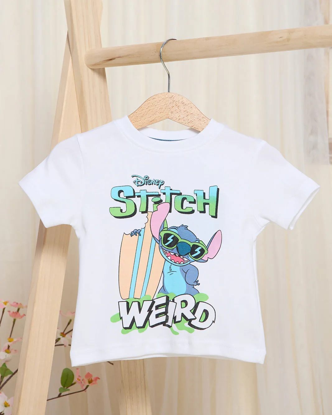 Infant Boys White Stitch Print T-Shirt