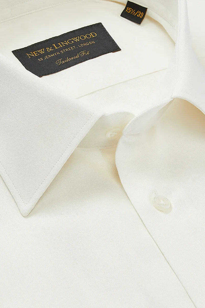 Ivory Cutaway Collar Tailored Fit Sandwash Silk Shirt
