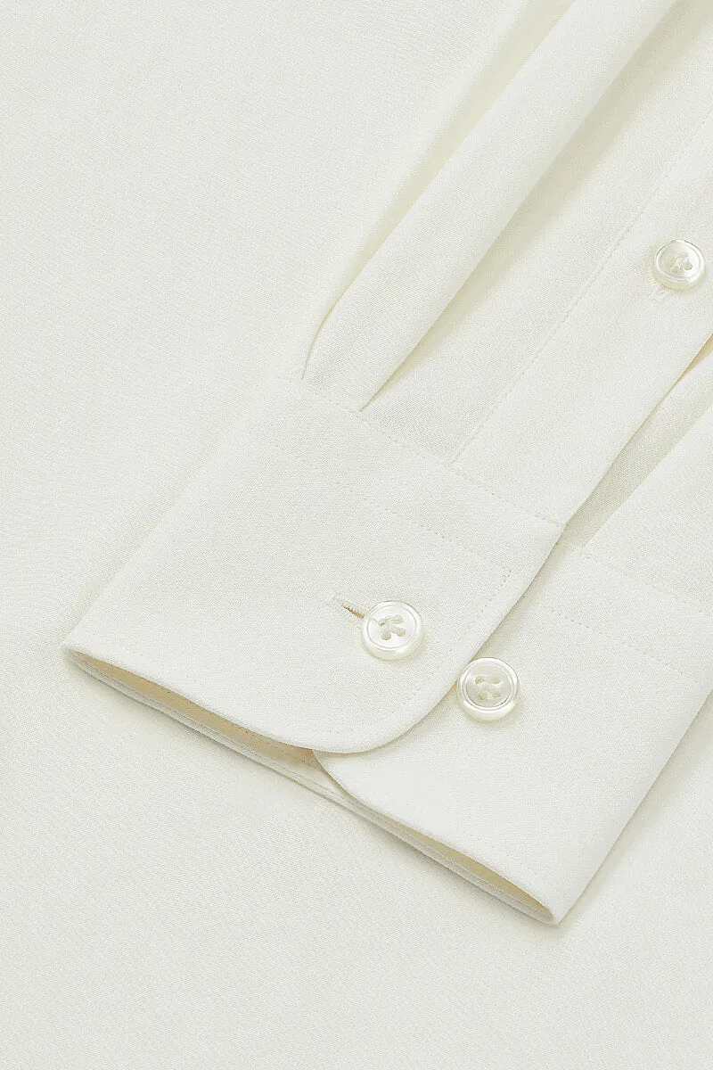Ivory Cutaway Collar Tailored Fit Sandwash Silk Shirt