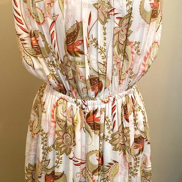 J. Jill Boho Floral Paisley Layered Tank Sleeveless Blouson MIDI Dress Size S