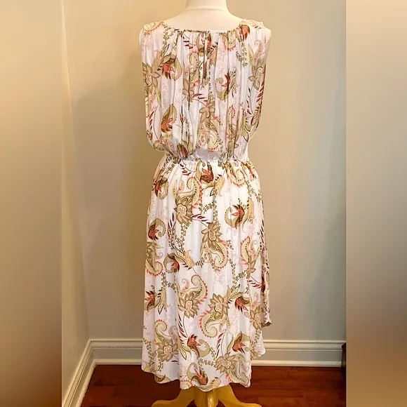 J. Jill Boho Floral Paisley Layered Tank Sleeveless Blouson MIDI Dress Size S