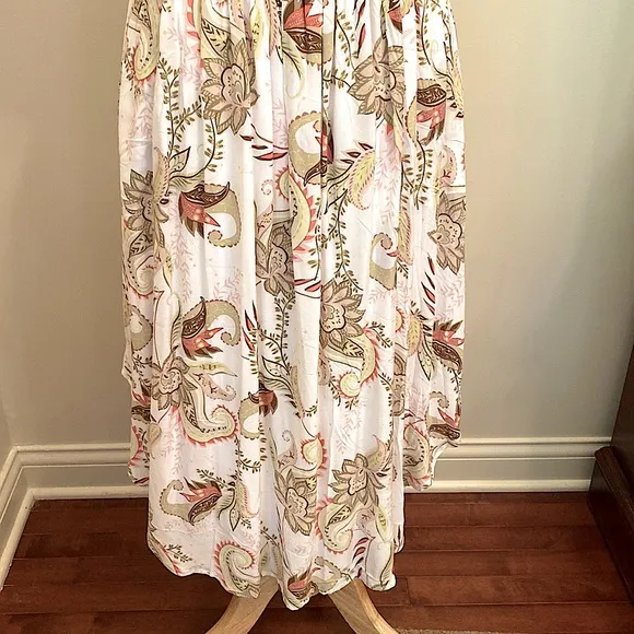 J. Jill Boho Floral Paisley Layered Tank Sleeveless Blouson MIDI Dress Size S
