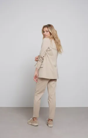 Jersey blazer with long sleeves and pocket in neutral tone