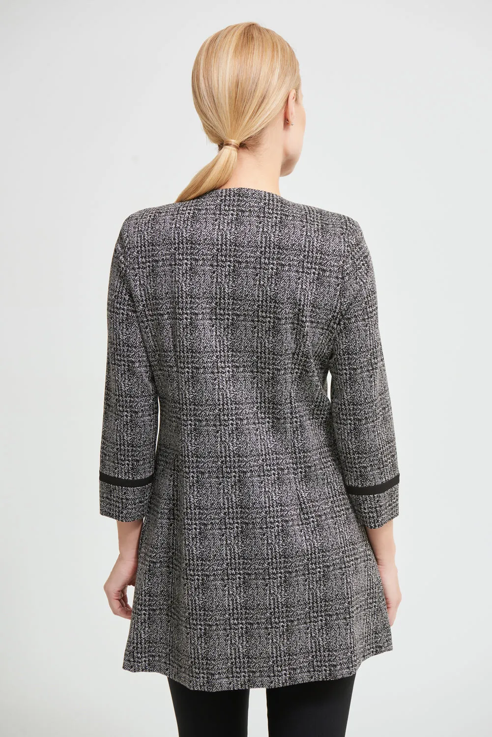Joseph Ribkoff Black/Grey Check Print Jacquard Jacket Style 213287