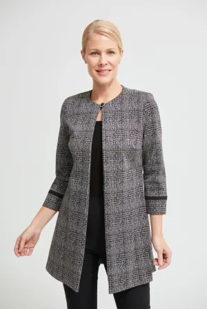 Joseph Ribkoff Black/Grey Check Print Jacquard Jacket Style 213287