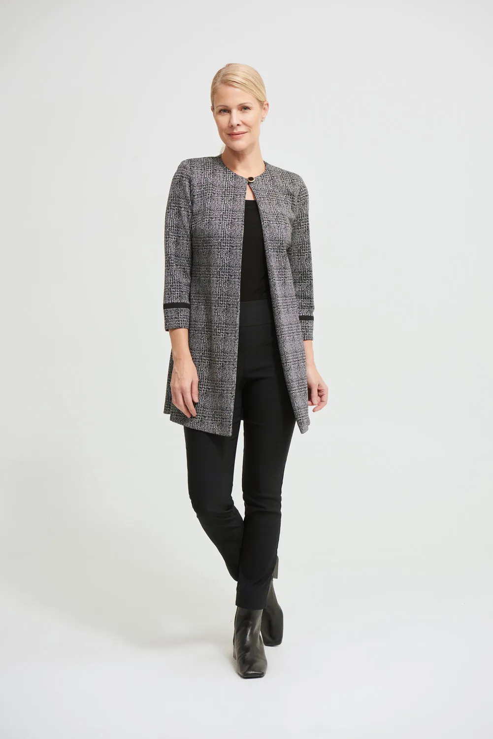 Joseph Ribkoff Black/Grey Check Print Jacquard Jacket Style 213287