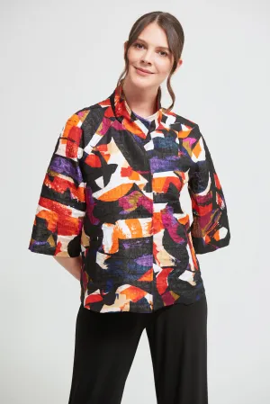 Joseph Ribkoff Black/Multi Abstract Jacquard Jacket Style 213301