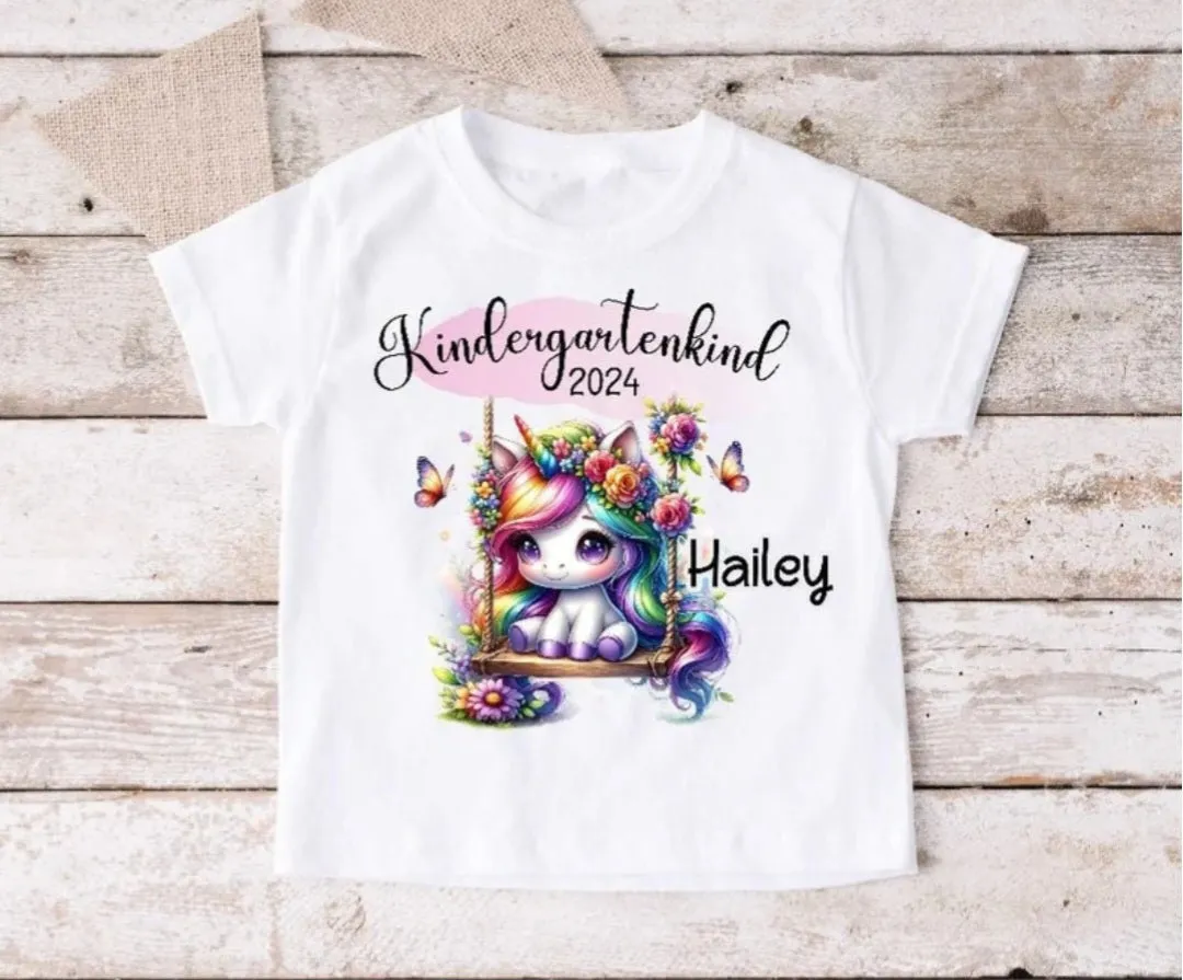 Kindergartenkind T-Shirt Einhorn personalisiert Kita Kind Mädchen Kindergarten Start