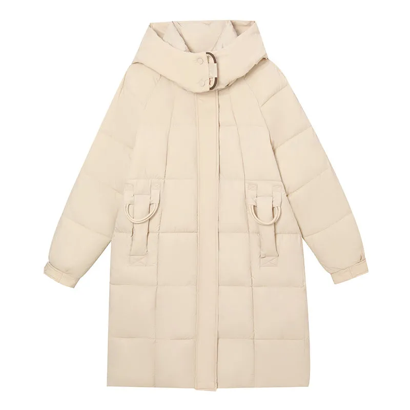 Knee-Length Relaxed-Fit Quilted Puffer Jacket for Women