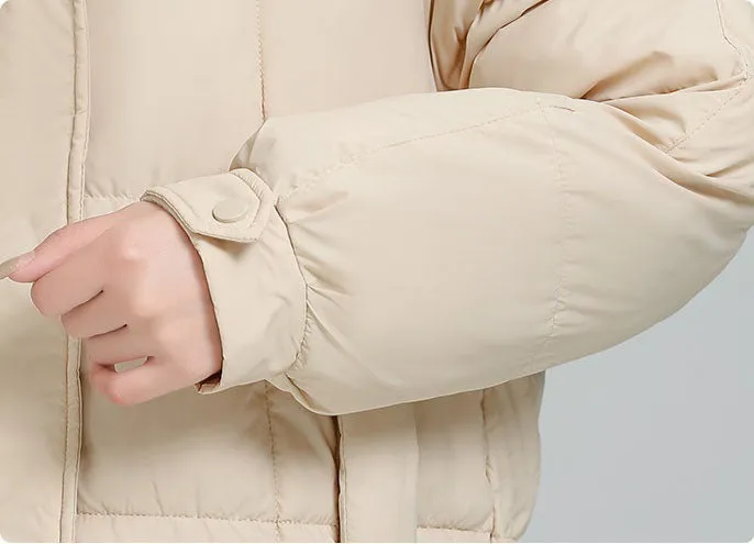 Knee-Length Relaxed-Fit Quilted Puffer Jacket for Women