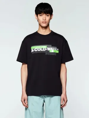 KNITTED GRID LOGO T SHIRT - BLACK