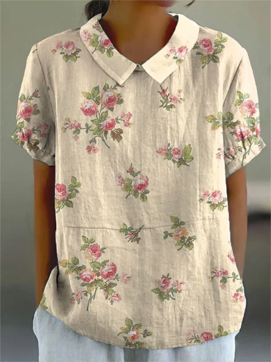Lapel Short Sleeve Elegant Women