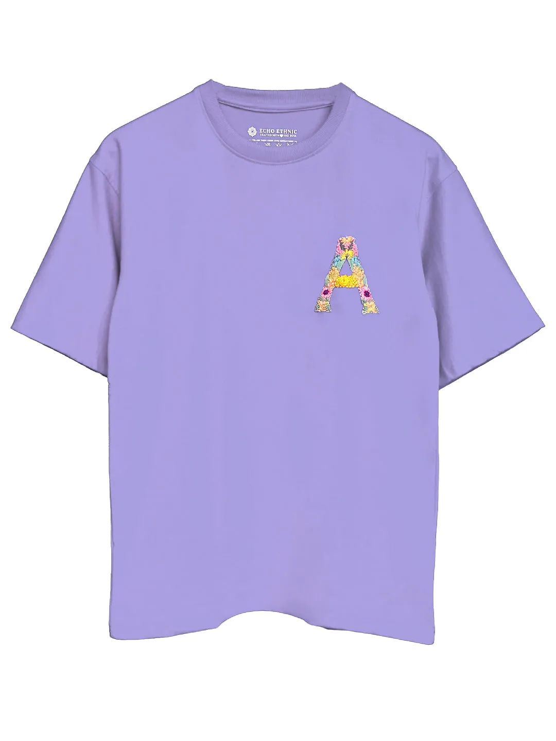 Lavender - Unisex Hand Embroidered Oversize T-Shirt