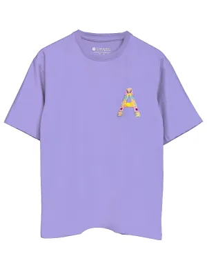Lavender - Unisex Hand Embroidered Oversize T-Shirt