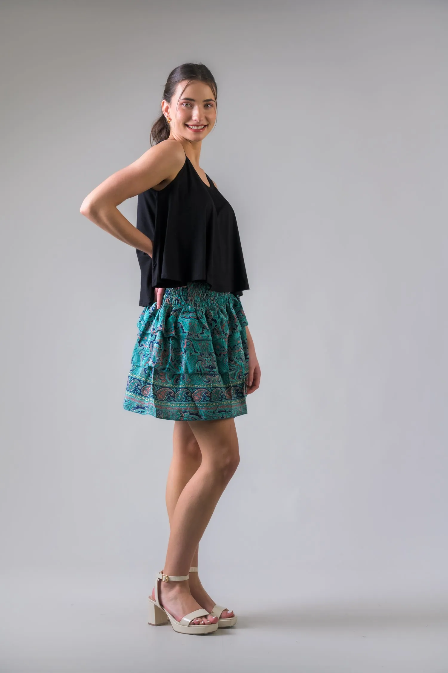 Layered Pattern Bobbin Skirt