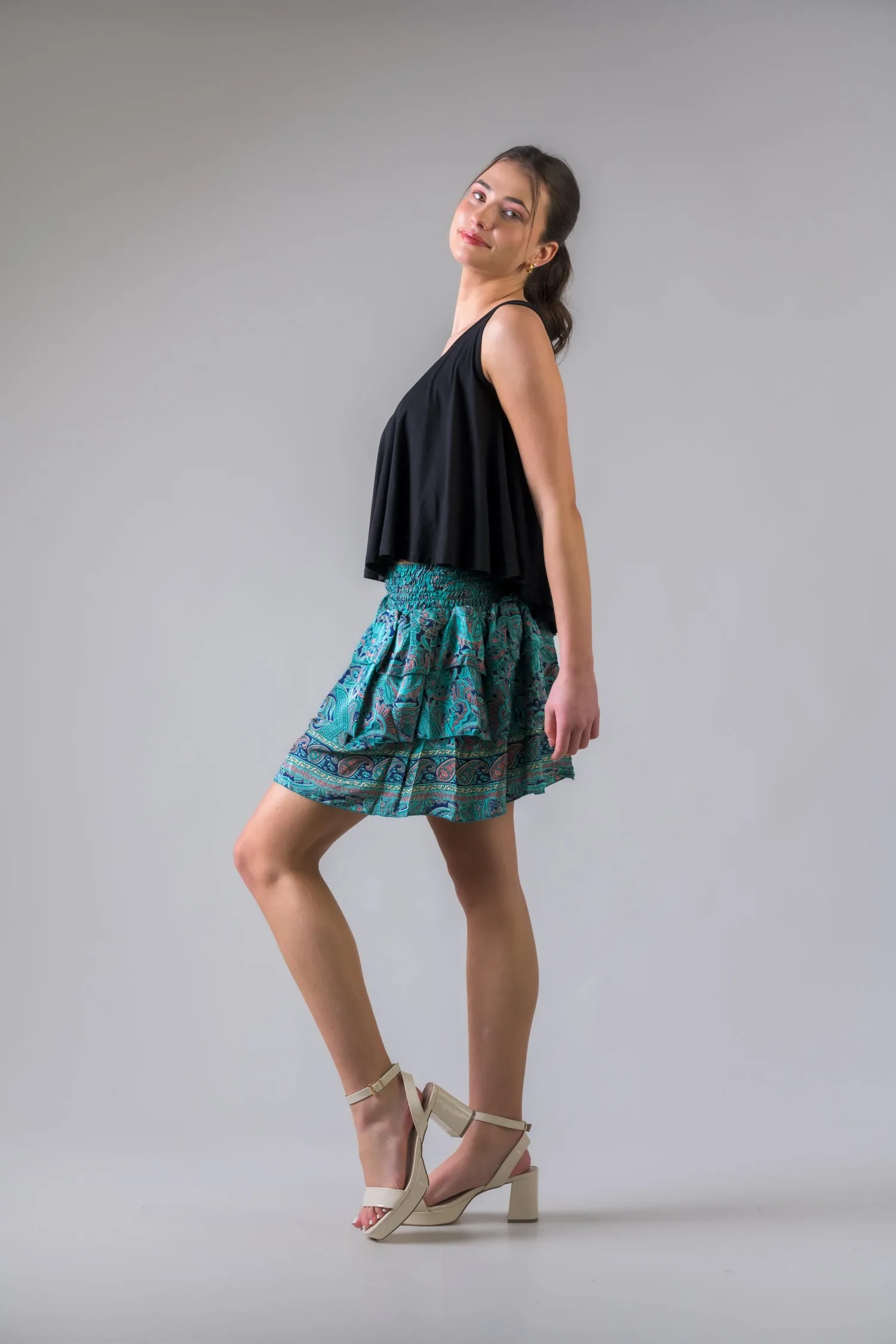 Layered Pattern Bobbin Skirt