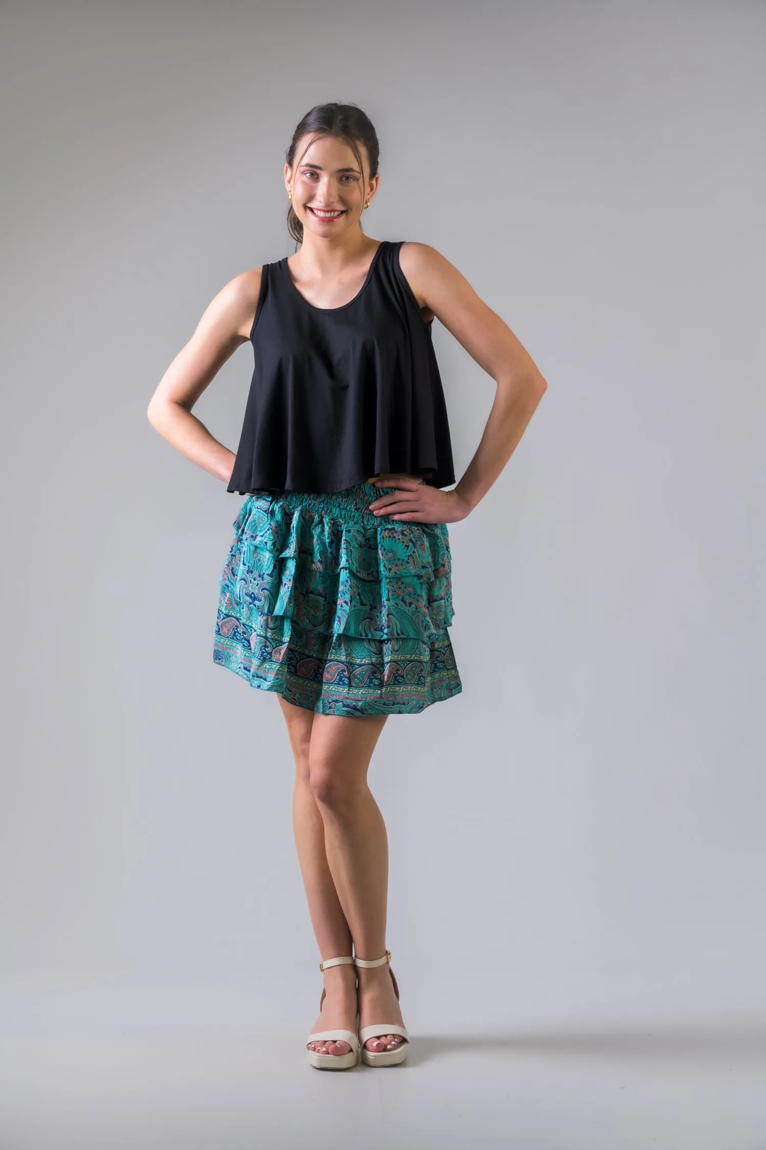Layered Pattern Bobbin Skirt