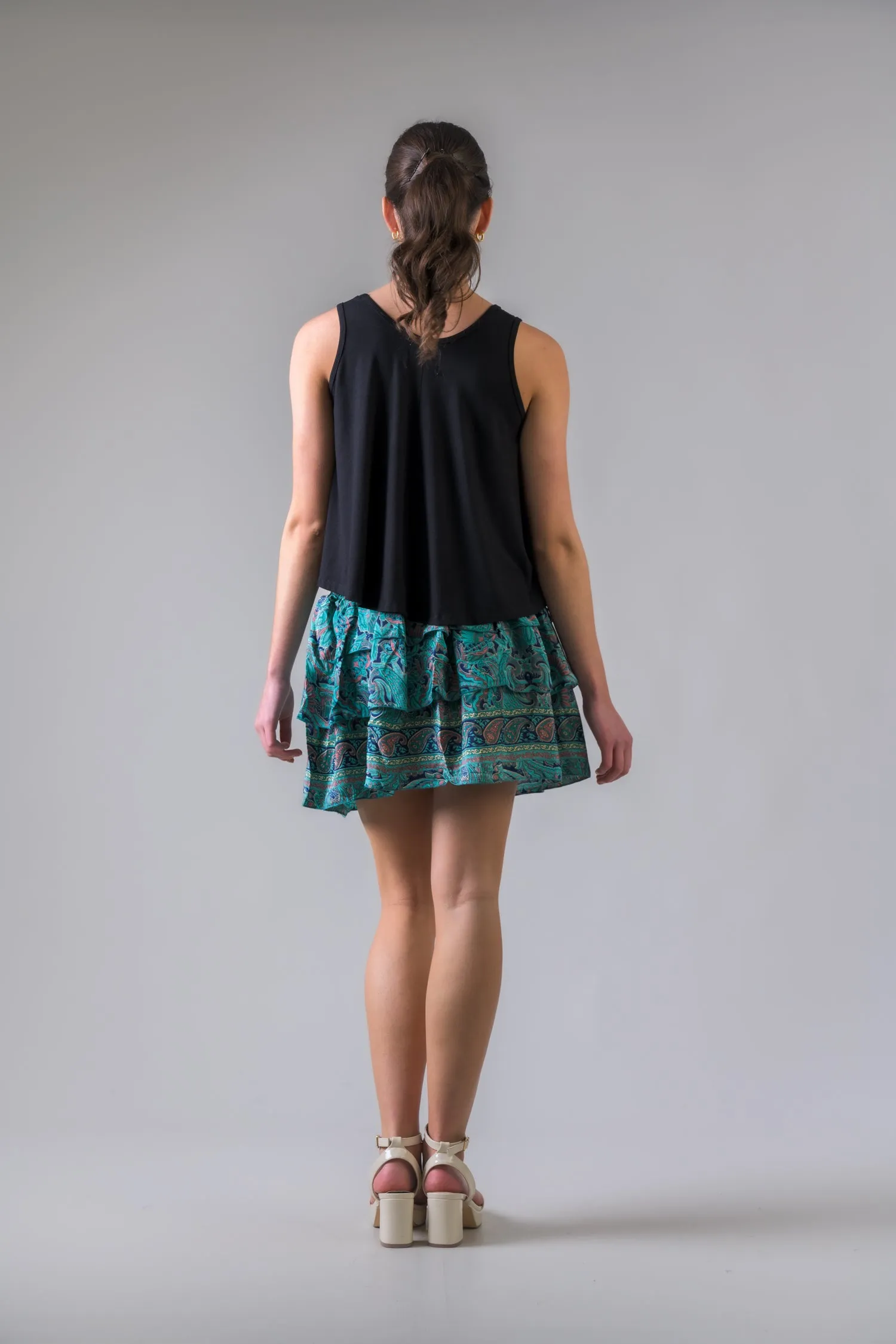 Layered Pattern Bobbin Skirt