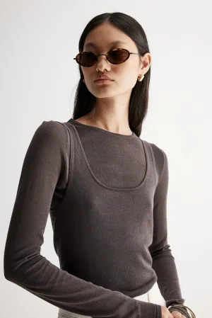 LEALAH KNIT TOP - DARK MOCHA
