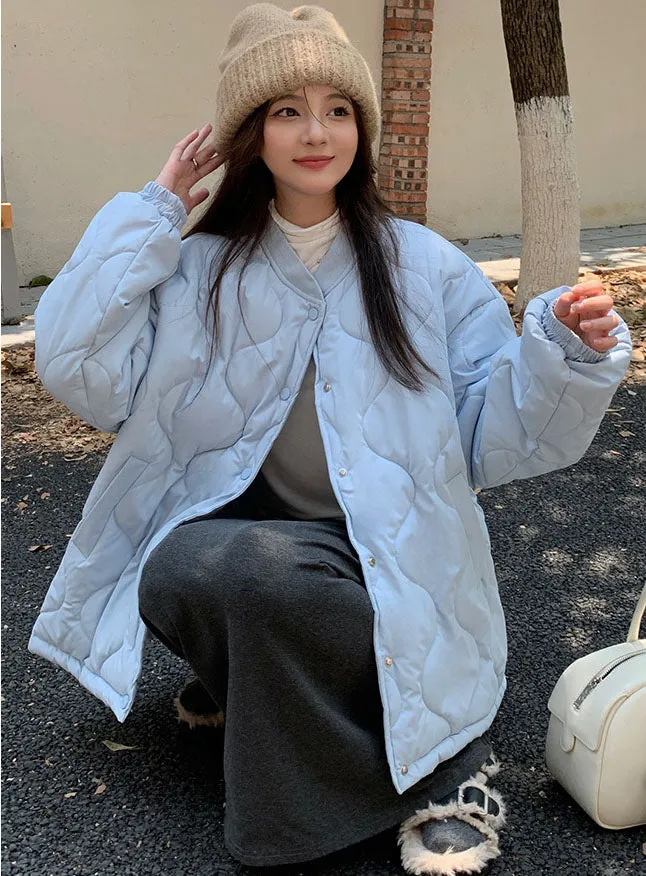 Lightweight Windproof Puffer Jacket with Elastic Band Cuffs for Women