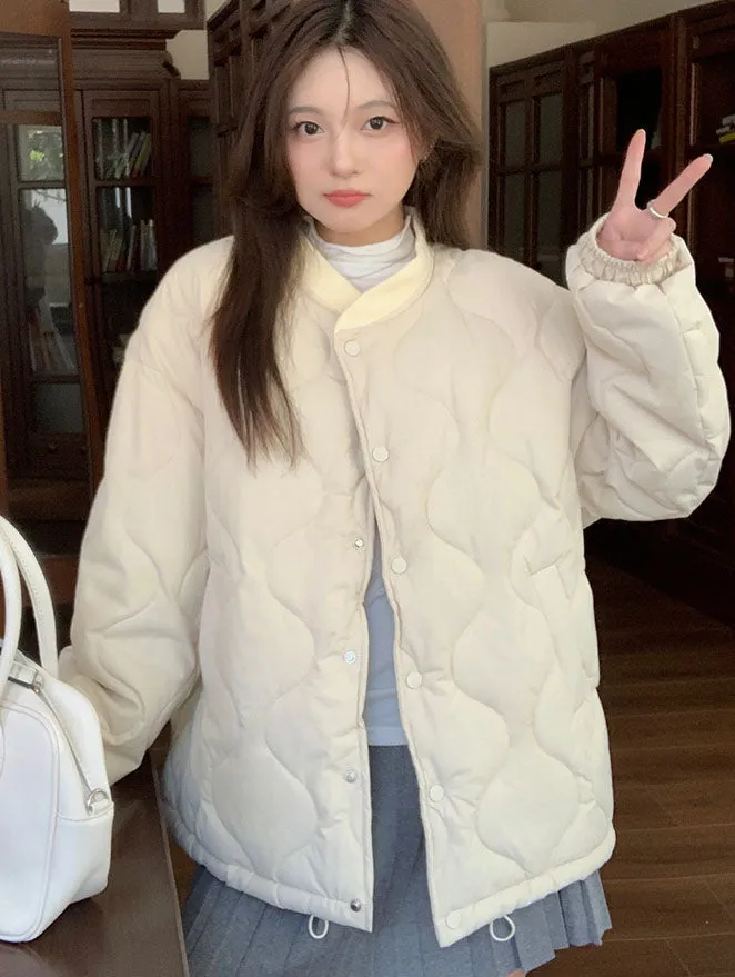 Lightweight Windproof Puffer Jacket with Elastic Band Cuffs for Women