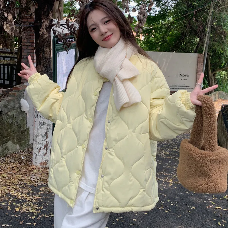 Lightweight Windproof Puffer Jacket with Elastic Band Cuffs for Women