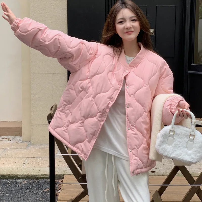Lightweight Windproof Puffer Jacket with Elastic Band Cuffs for Women